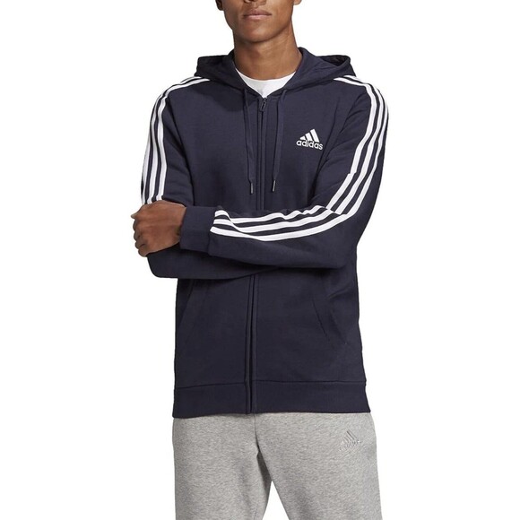 adidas Other - adidas Essentials Fleece 3-Stripes Full-Zip Hoodie Fleece Medium Legend Ink NEW